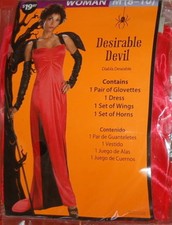 Womens Halloween Costume DESIRABLE DEVIL Dress Wings Horns Gloves SIZE M 8-10