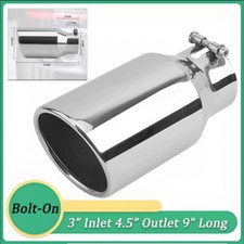 Exhaust Tip For 3 Inlet 4.5 Outlet 9 Long Polished Stainless Steel Tailpipe