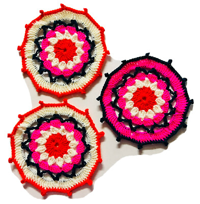 Lot 3 Crochet Doily Table candle Mat Thalposh centerpiece runner coaster mandala