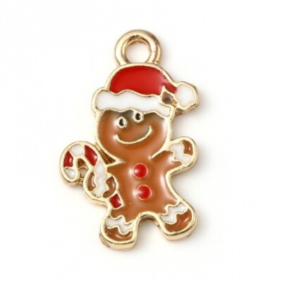 10 Wirklich Niedliche Weihnachten Lebkuchen Menschen mit Zuckerstange Goldfarben Charms