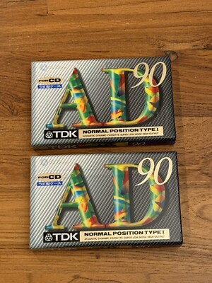 2-pack New TDK AD90 Audio Cassettes. 1994-95 Japan. NOS Sealed. Read description