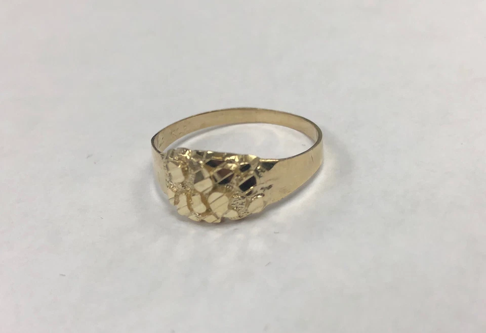 Anillo Ovalado Pepita Para Hombre Oro Amarillo 10K Sólido Real TODAS LAS TALLAS Unisex Foto 2 de 4