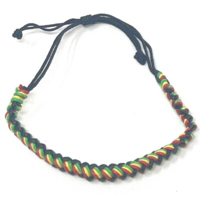 Rasta Tie Up verstellbares Armband Armband aus echtem schwarzem Leder