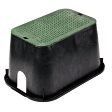 NDS D1000-SG Rectangular Valve Box with Cover, 10x15x10 Inch, Black/Green