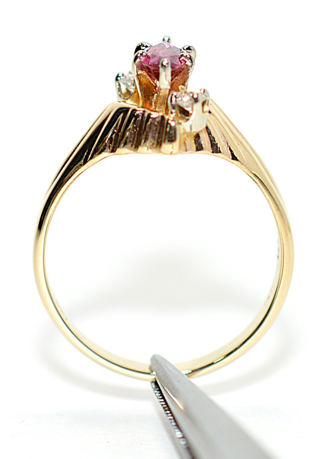 Natural Ruby & Diamond Ring 14K Solid Gold .48tcw… - image 3