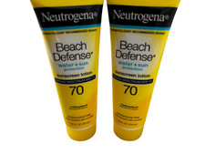 Neutrogena Beach Defense Sunscreen Lotion SPF 70 - 1 fl oz - Set of 2 Sealed