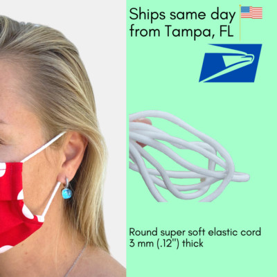20 Yards White String Soft Round Elastic Bands for sewing DIY Core cord Ear loop