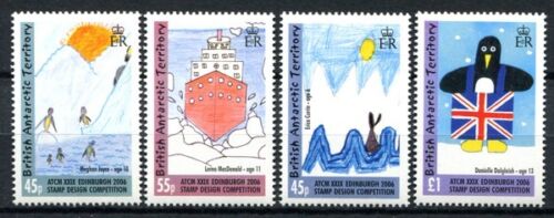 BAT Britische Antarktis 2006 Kinderzeichnungen Schiff Pinguin Welle 412-415 MNH - Bild 1 von 1