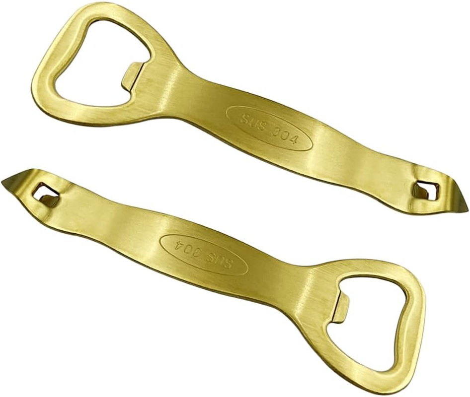 2 Pcs Gold Bottle Opener Stainless Steel Can Punch Opener Church Key