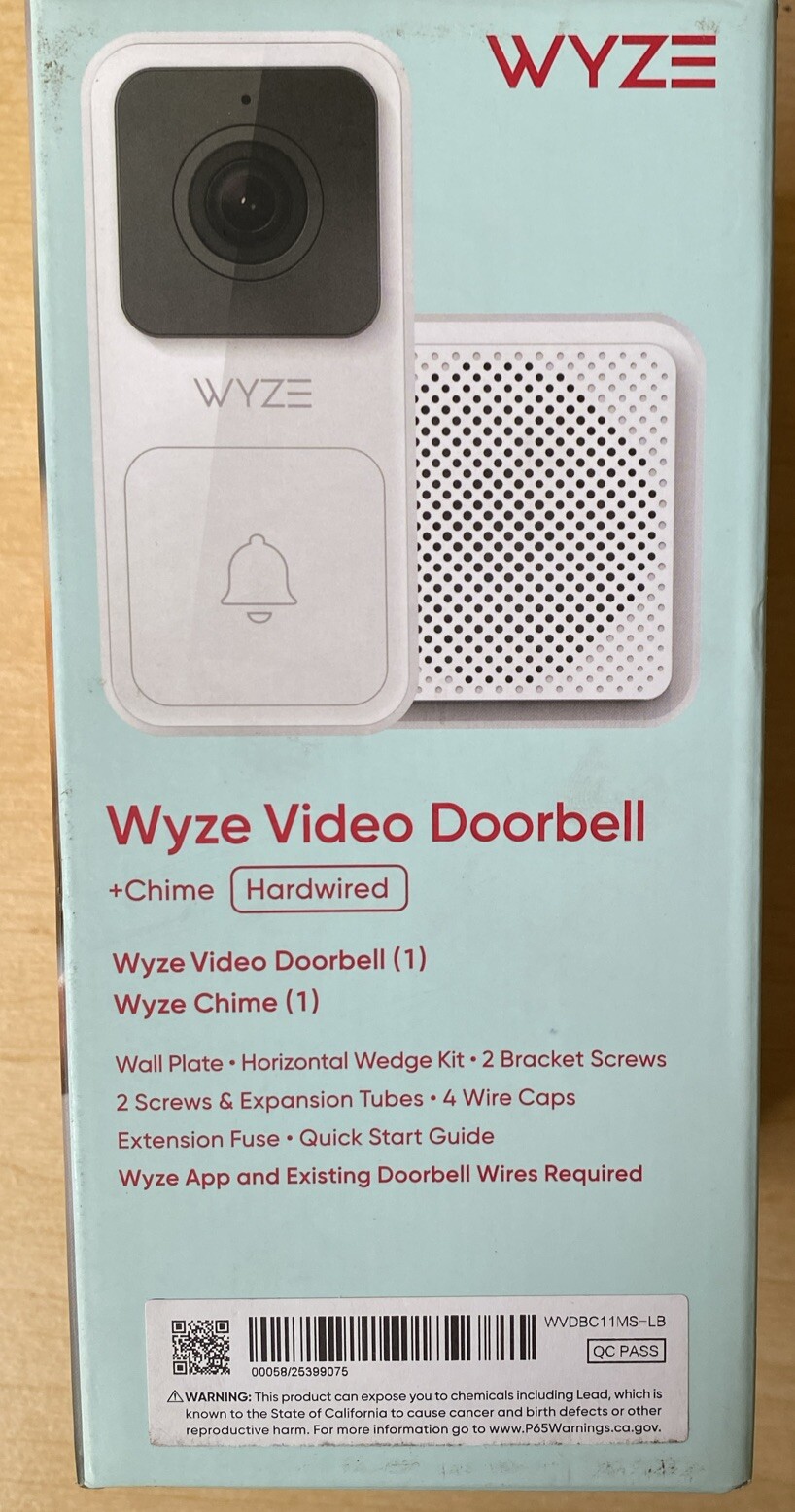 Wyze Video Doorbell Chime Hardwired IP65 Weatherproof Night Vision Two