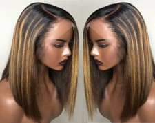 Highlight Bob Wig Human Hair 13X4 Frontal Lace Wig 4/27 Ombre Bob Wigs