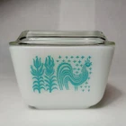 Vintage Pyrex 0501 TURQUOISE 1 1/2 CUP AMISH BUTTERPRINT Dish W Lid