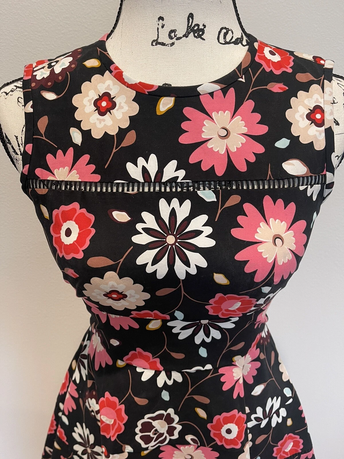 Abito Kate Spade Casa Flora Popeline Nero Elasticizzato Tg00