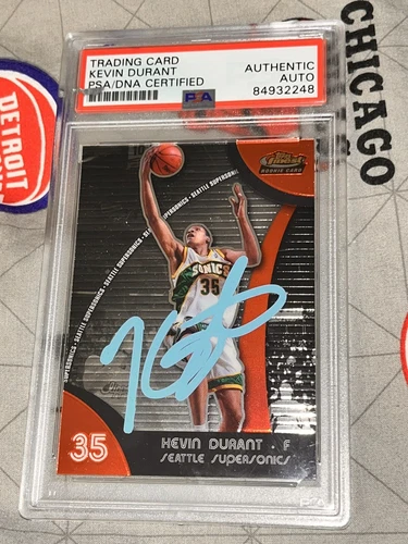 2007 Kevin Durant Topps Finest #71 Signed Autographed RC ROOKIE Card PSA