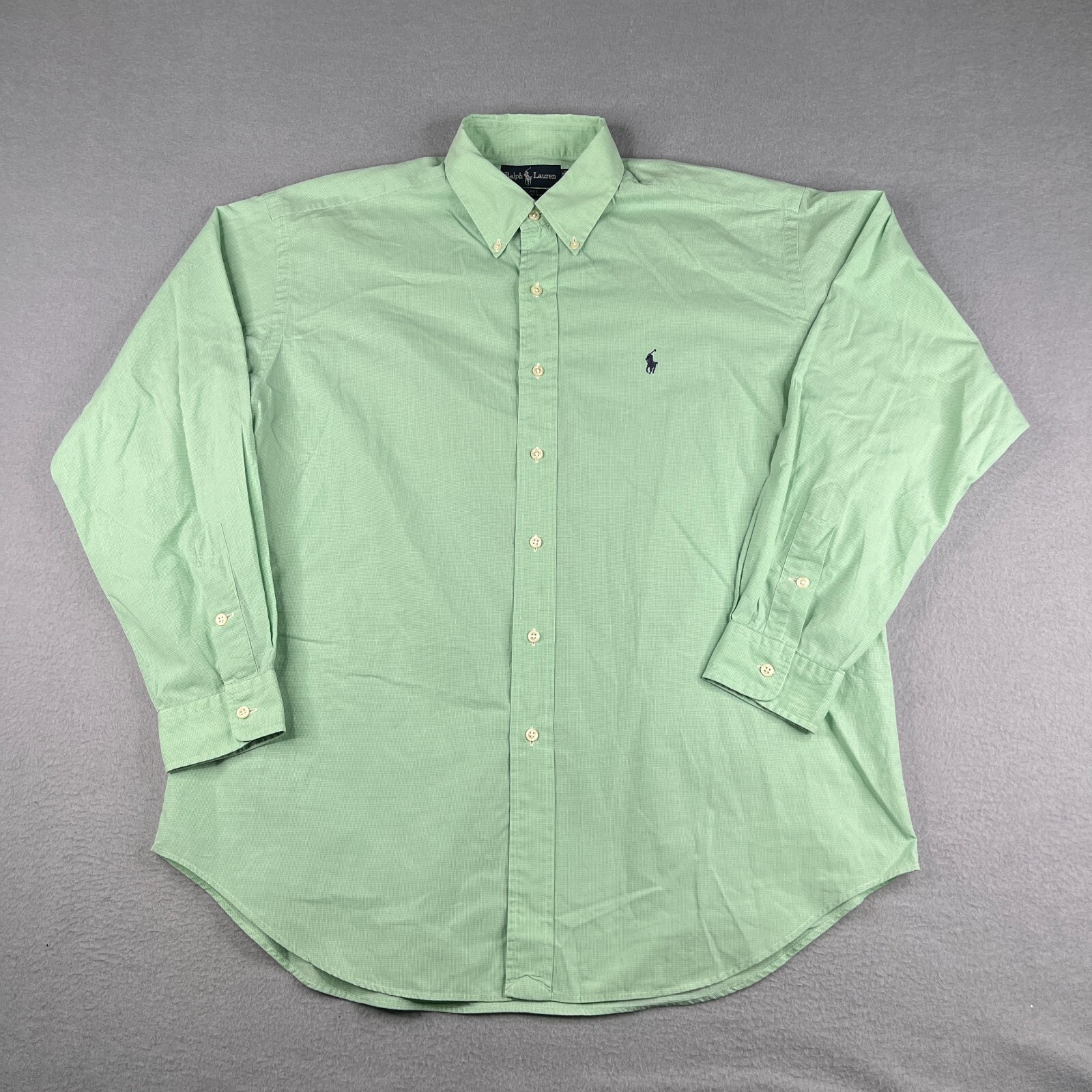 Camicia Ralph Lauren Blake verde Gingham check pony con bottoni manica lunga uomo