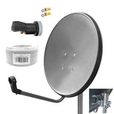 60cm Sat HD Anlage Digitale Single LNB 20 m Kabel 135dB Antenne 1 Teilnehmer 4K