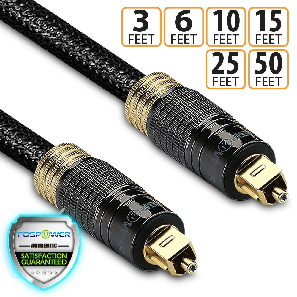 FosPower Braided Toslink Digital Fiber Optic Optical Audio Cable