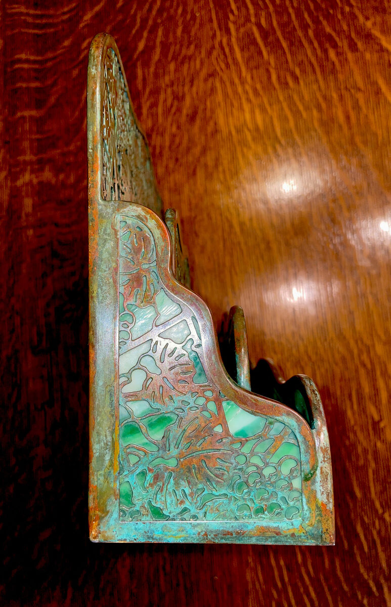 ANTIQUE TIFFANY STUDIOS NY#1007 GRAPEVINE TRIPLE PAPER RACK ANTIQUE TIFFANY STUDIOS NY#1007 GRAPEVINE TRIPLE PAPER RACK