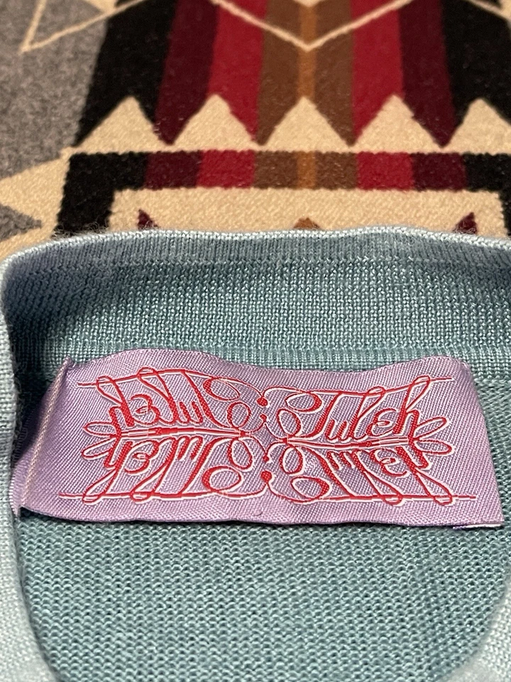 Cárdigan de seda de cachemir verde azulado Tuleh para mujer M T28 Foto 3 de 4