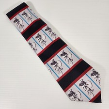 Vintage Silk Tie Claiborne Sport Bicycle Stunt Jump Wheelie Made In USA Gift 56"