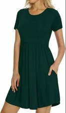 LONGYUAN Women's Summer Short Sleeve Casual Dresses Elastic Loose Comfy Swing S