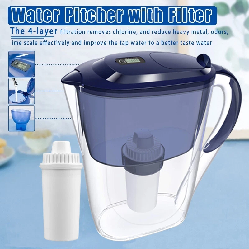 10 Cup Water Filter Pitcher 4 Stage Filtration Food Grade Remove Chlorine 4 Pack - Image 2 of 4