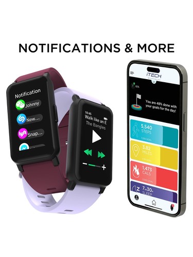 iTech Active 3 Unisex Adult Smartwatch Fitness Tracker, Black, Silicone Strap - Picture 5 of 7