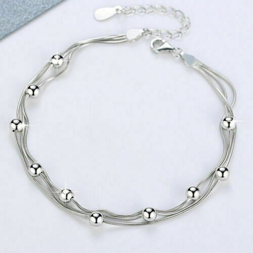 Triple Armband mit Kugeln Sterlingsilber 925 Drei kette Damen Armkette