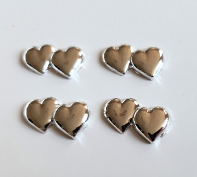 4 x Silber Double Love Herz Hochzeit / Verlobung / Jahrestag Tortendeko