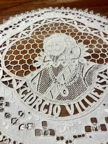 11 Antique Italian Figural Needle Lace, Cutwork Raised Embroidery 11” Placemats - Picture 8 of 24