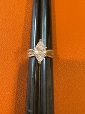 Vintage Sterling Silver Ring w/ Clear Marquise Crystal or Stone Size 8