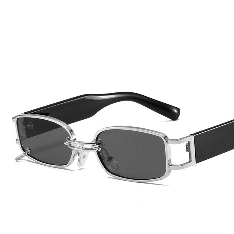 Small Narrow Rectangle Sunglasses for Women Men Retro Metal  display picture 2