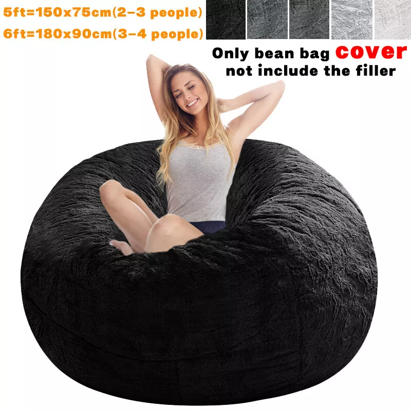 Microsuede 5/6FT Foam Giant Bean Bag Memory Living Room Chair Lazy Sofa  Cover