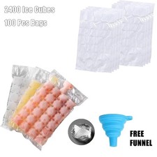 100 Pcs Disposable Ice Cube Bags - Clear Plas...