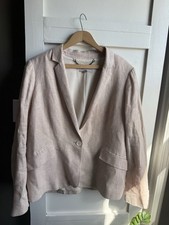 Women s Hobbs London Tan Linen Blazer Sz 12