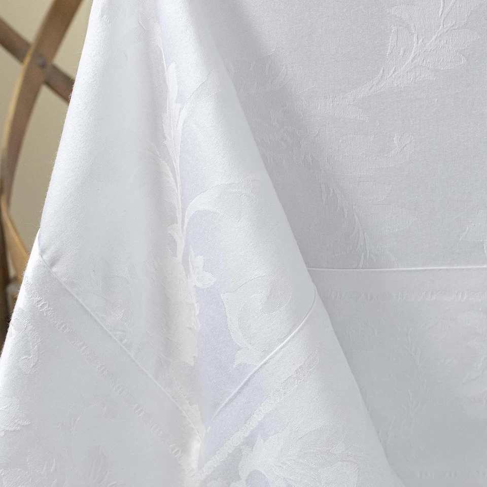 Benson Mills Harmony Scroll Woven Damask Fabric 144 x 60 (Rectangular), White - Image 4 of 4