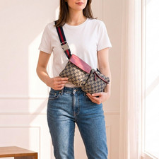 GUCCI GG Canvas Sherry Line Marsupio Marsupio Marsupio Grigio Rosso 28566 Vintage