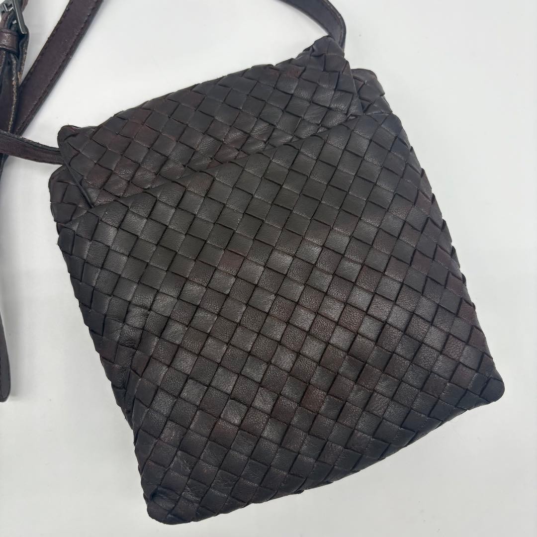 Bottega Veneta Intrecciato Brown Leather Crossbody Pouch Bag Unisex Pre-owned thumbnail 2