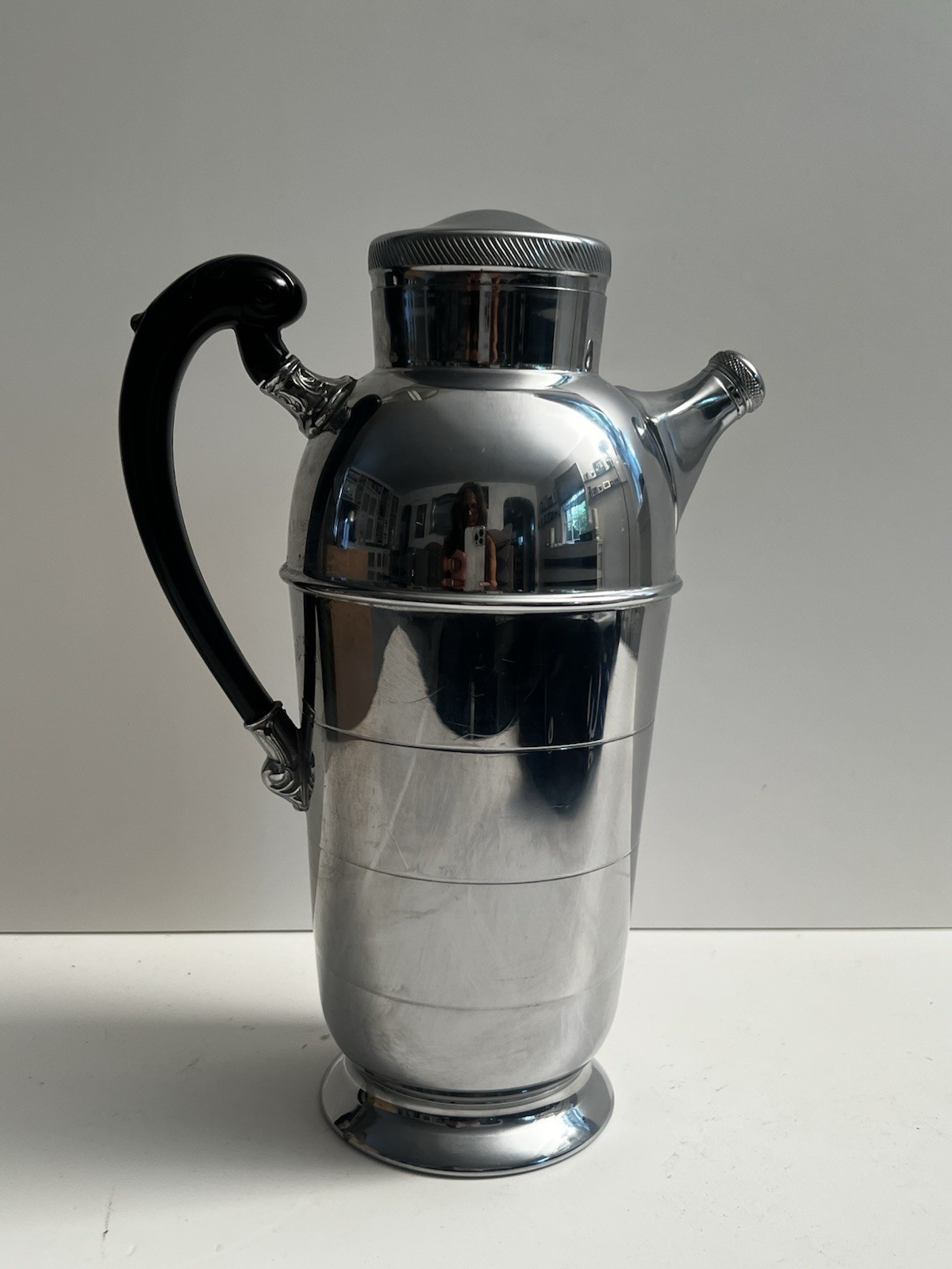 Vtg Krome Kraft Farber Bros. NY Cocktail Shaker Decanter Chrome Barware