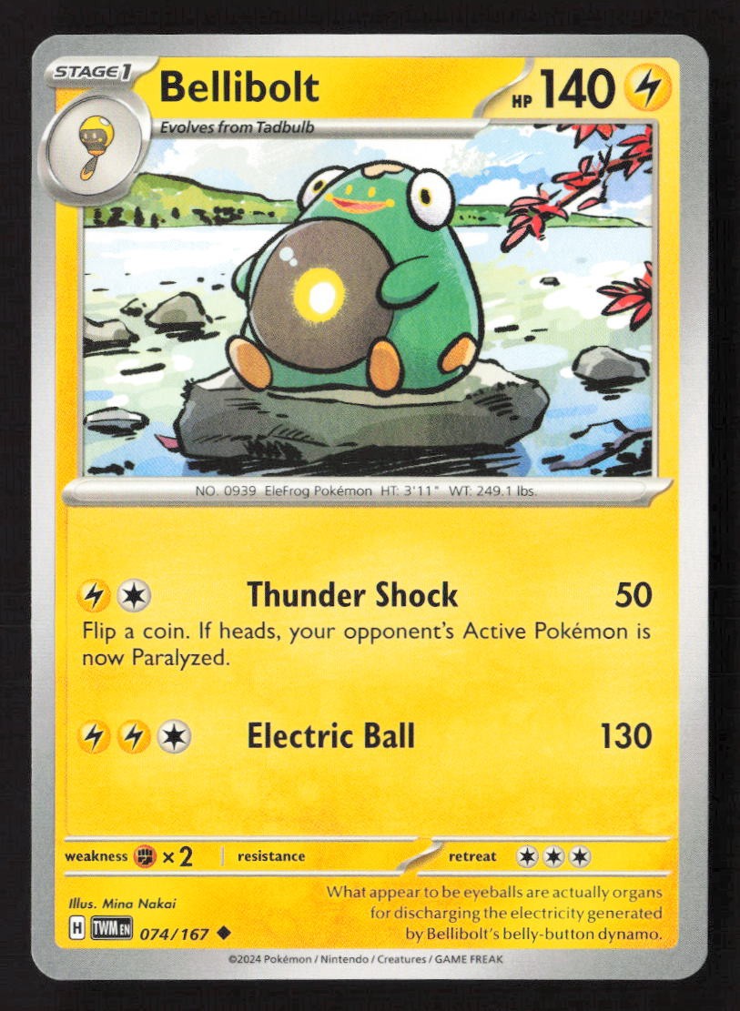 Bellibolt Uncommon TWM 074/167 NM Pokemon TCG