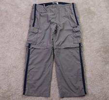 Old Navy Vintage Pants Mens XL Baggy Cargo Y2K Rave Convertible Gray Stripe