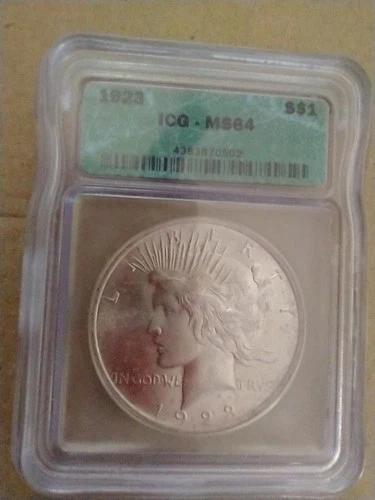 1923-P Peace Silver Dollar $1 ICG MS64 Philadelphia 90% One US Coin WOW!