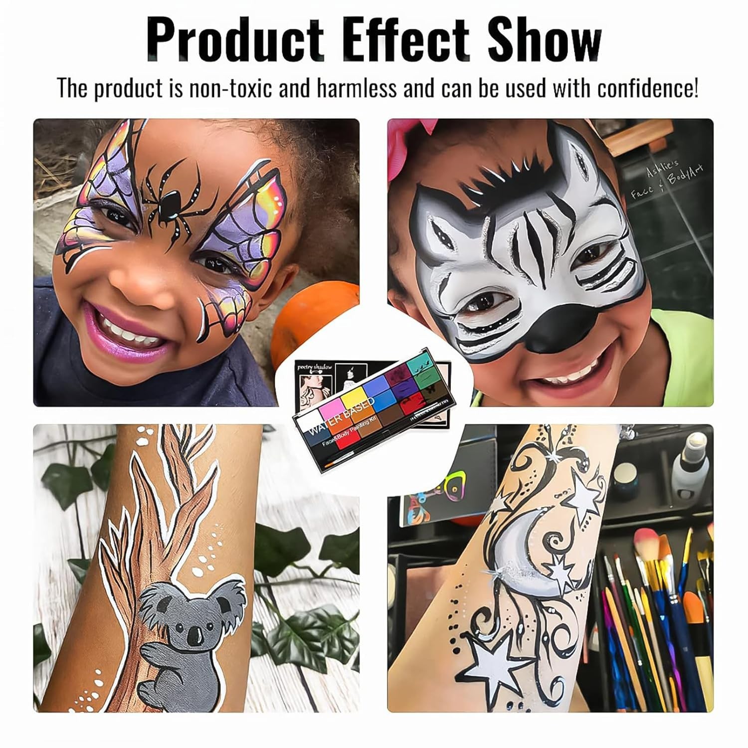 Face Painting Kit Non-Toxic Body Paint Washable 18 Colors Facepaint Makeup Kit f