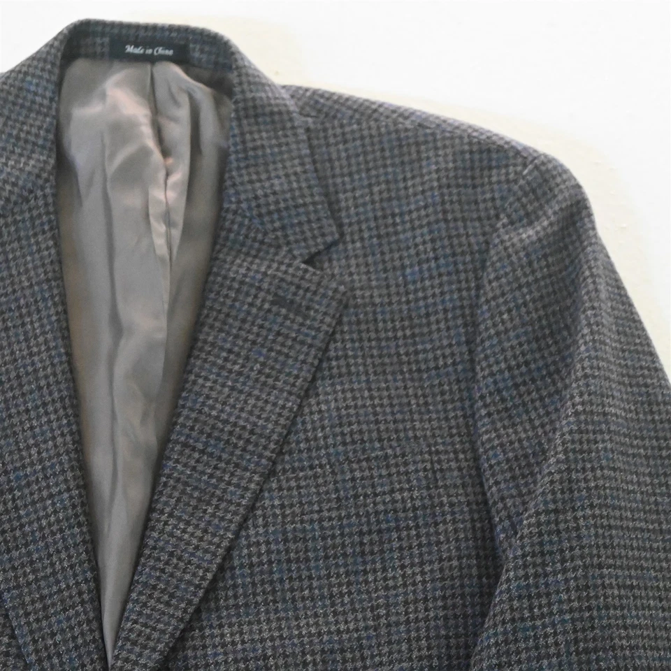 Chaps 44L Gris Pata de Gallo Franela 100% Lana Hombres Blazer Traje Chaqueta Abrigo Deportivo Foto 2 de 4