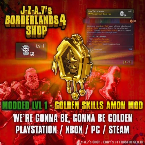 Borderlands 4✨ MODDED LEVEL 1 ONE GOLDEN SKILLS AMON CLASS MOD BL4 ✅PC-PS-XBOX✨