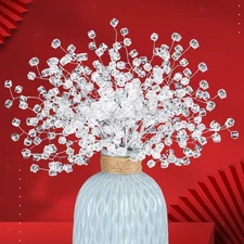 50 Stem Acrylic Beaded Branches Artificial Flowers Bouquet for Wedding Handmade
