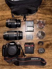 Canon EOS Rebel T3 1100D w/ 18-55mm  55-250mm Lenses  Bag, Battery, Charger