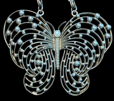 Vintage Pauline Rader Haute Couture Large Butterfly Statement Necklace *signed*