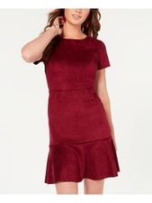 Rosie Harlow Womens Sheath Short Dress Burgundy Short Sleeve Juniors XXS