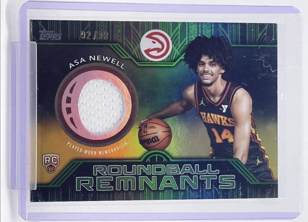 ASA NEWELL 2025-26 TOPPS ROOKIE ROUNDBALL REMNANTS PATCH GREEN RC /99